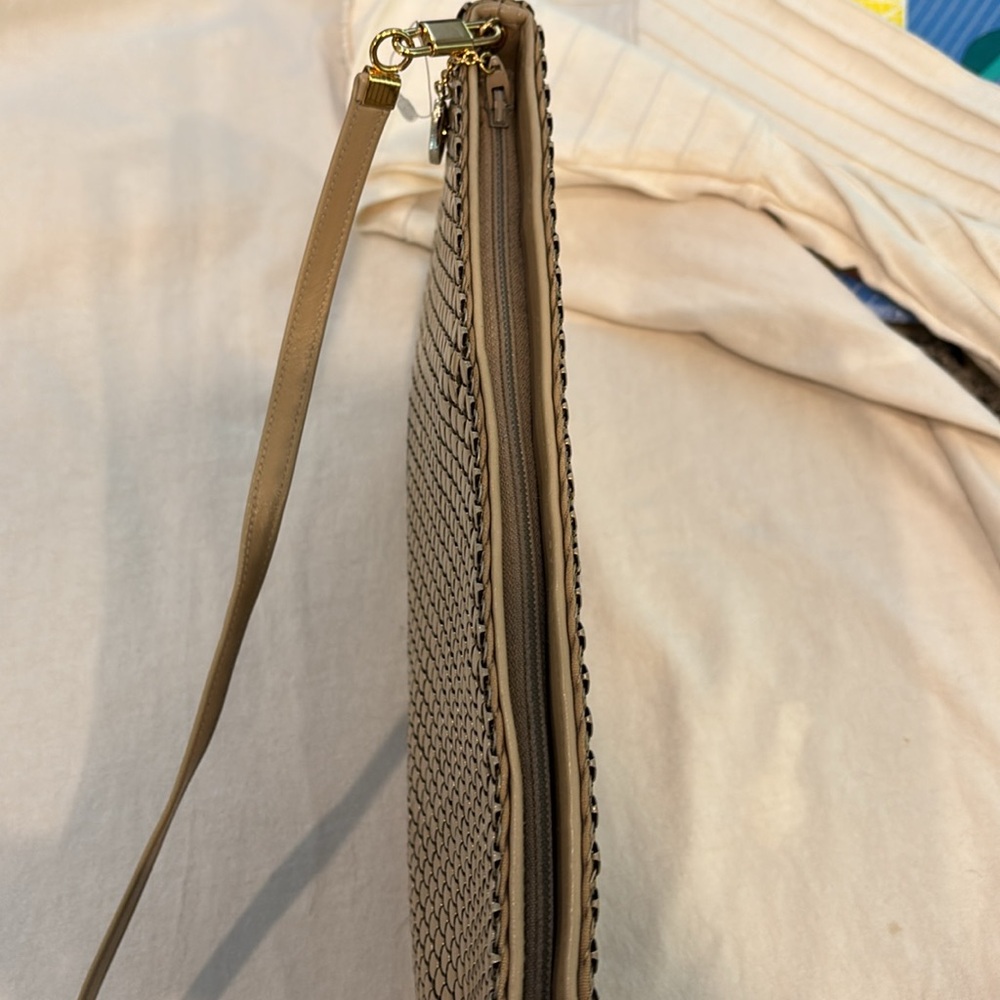 Whiting and Davis beige mesh zip closure convertible crossbody bag - Picture 10 of 14
